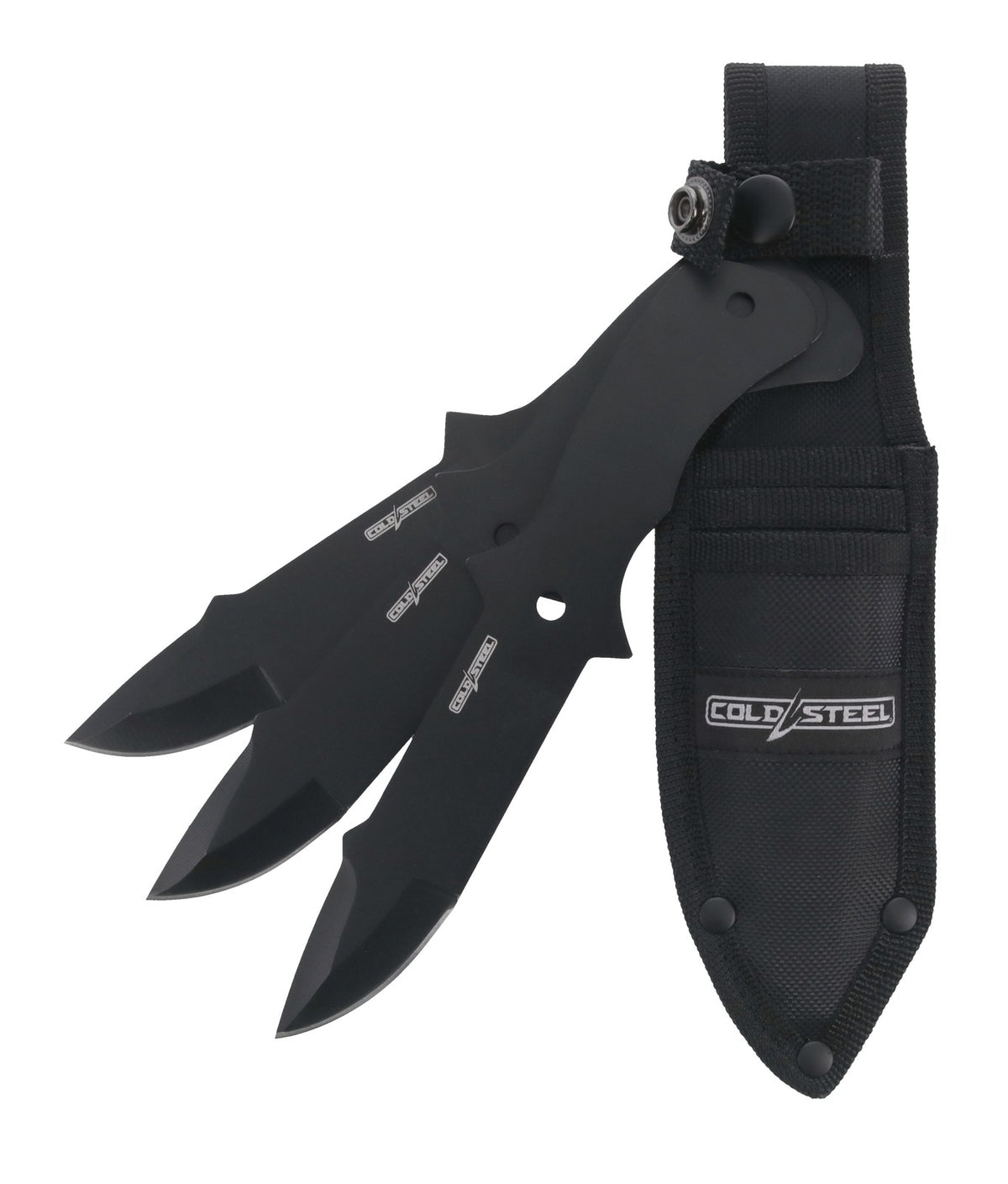 Cold Steel Throwing Knives, 8" Overall, Clip Point Blades, Black Oxide 420SS, Nylon Sheath (3 Pack) #TH-80KVC3PK