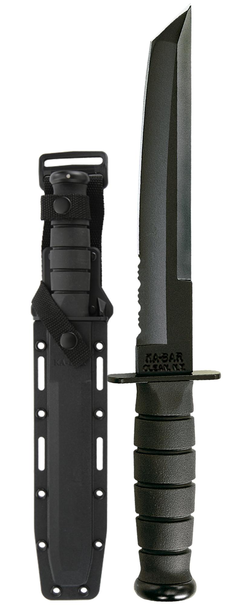 Ka-Bar KA-BAR Tanto Half-Serrated-Clam Pack - Black Hard Plastic Sheath, Serr Edge #1245CP