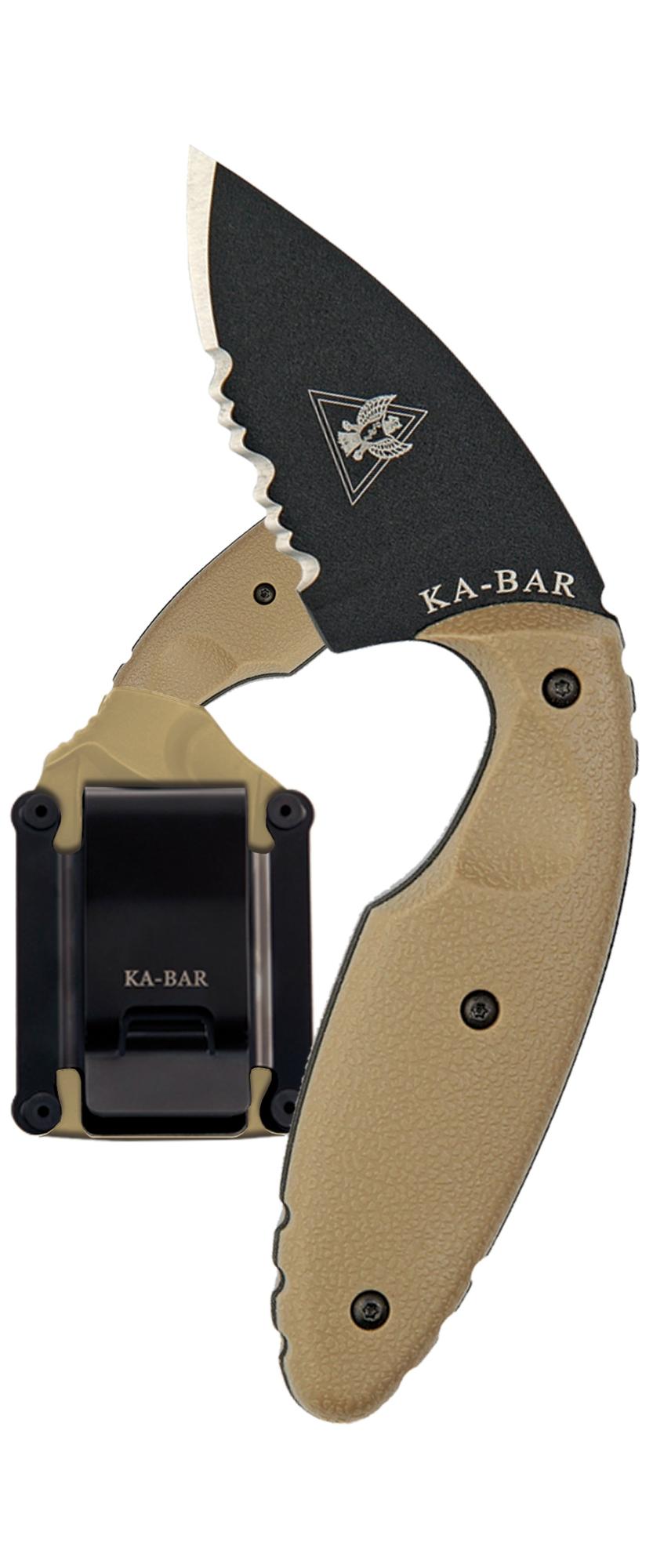 Ka-Bar TDI Original Half-Serrated-Clam Pack - Coyote Brown Hard Sheath, Black TDI Clip #1477CBCP