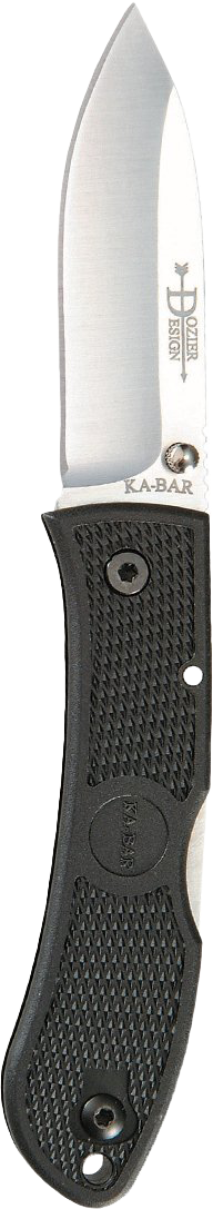 Ka-Bar Dozier Folding Hunter-Black - Black Pocket Clip, Str Edge #4062