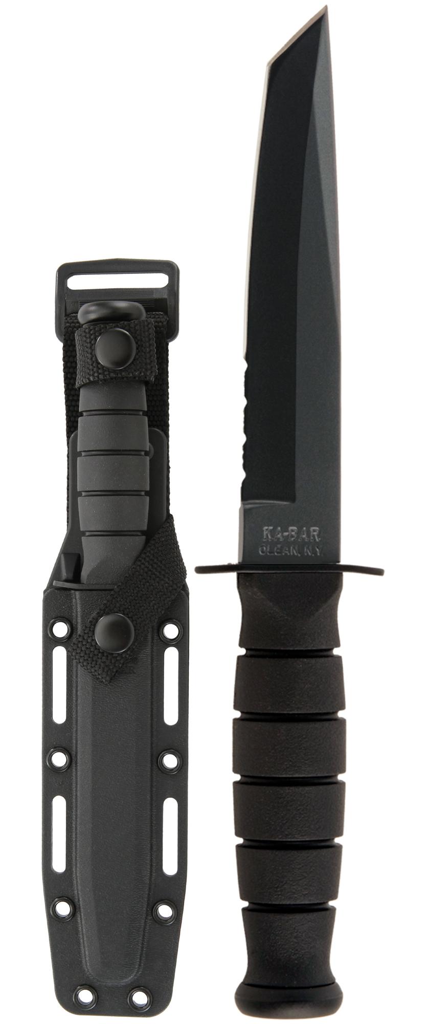 Ka-Bar Short Tanto-Clam Pack - Black Hard Plastic Sheath, Serr Edge #5055CP