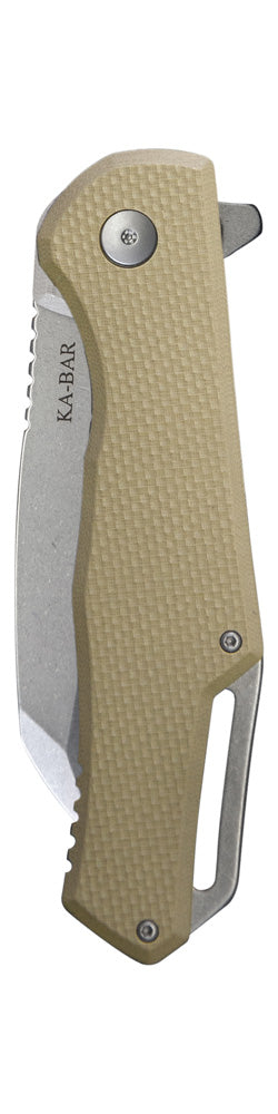 Ka-Bar Jarosz Wharncliffe Flipper-Clam Pack - Silver Pocket Clip, Str Edge #7508CP