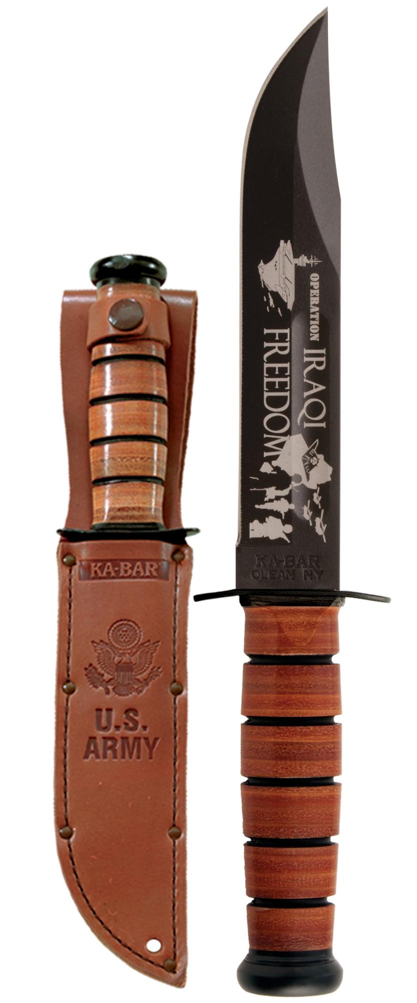 Ka-Bar U.S. Army Operation Iraqi Freedom - Brown Leather Sheath, Str Edge #9127