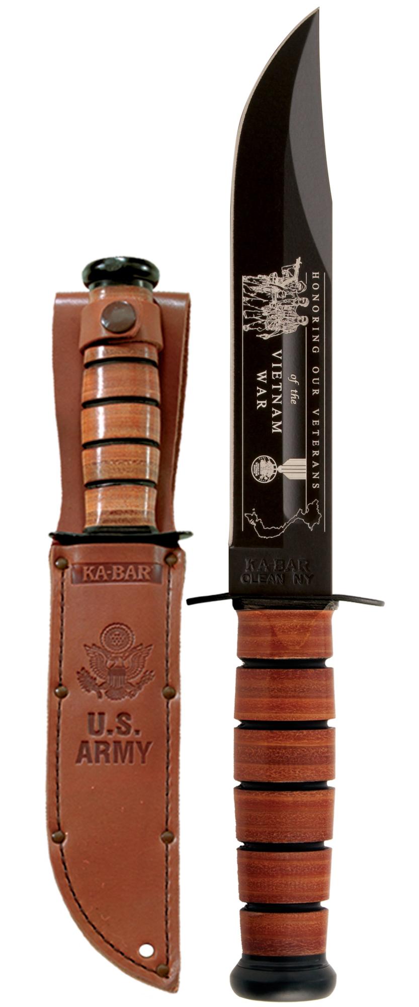Ka-Bar U.S. Army Vietnam - Brown Leather Sheath, Str Edge #9139