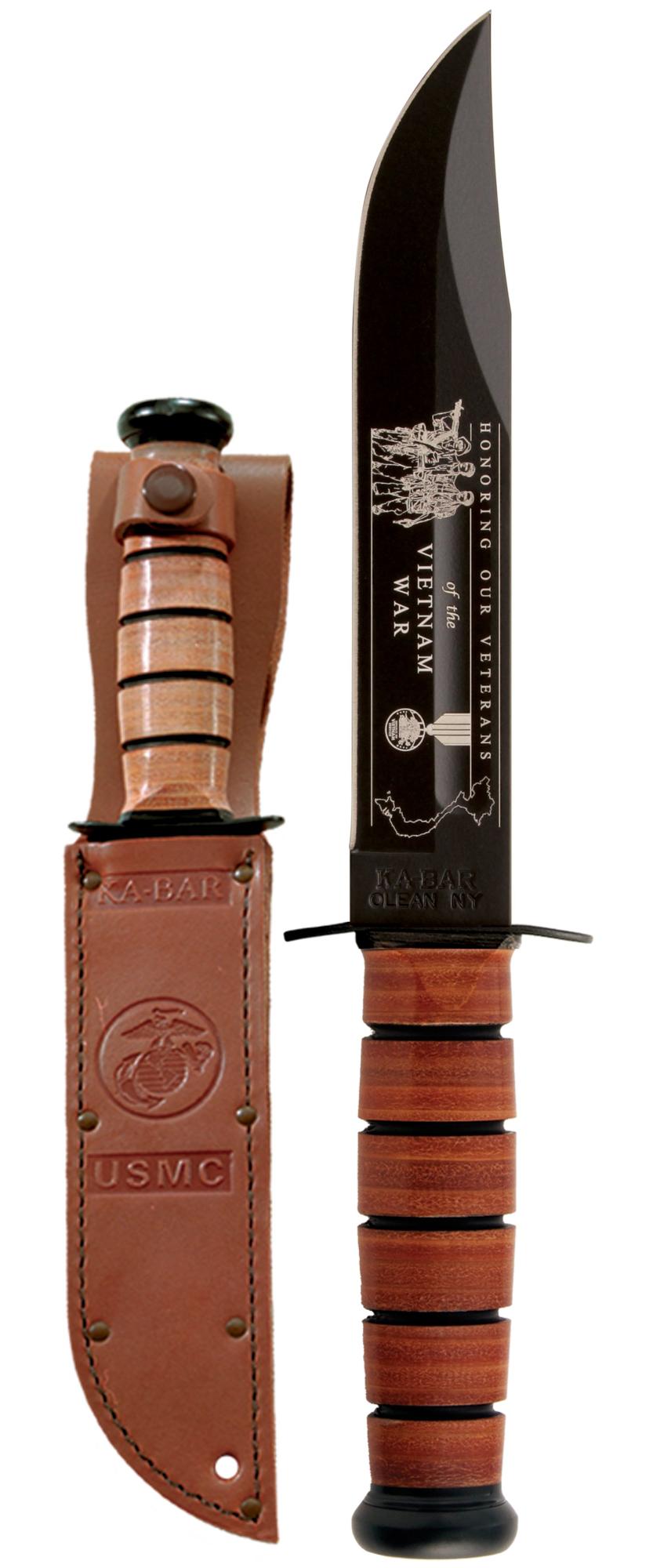 Ka-Bar USMC Vietnam - Brown Leather Sheath, Str Edge #9140