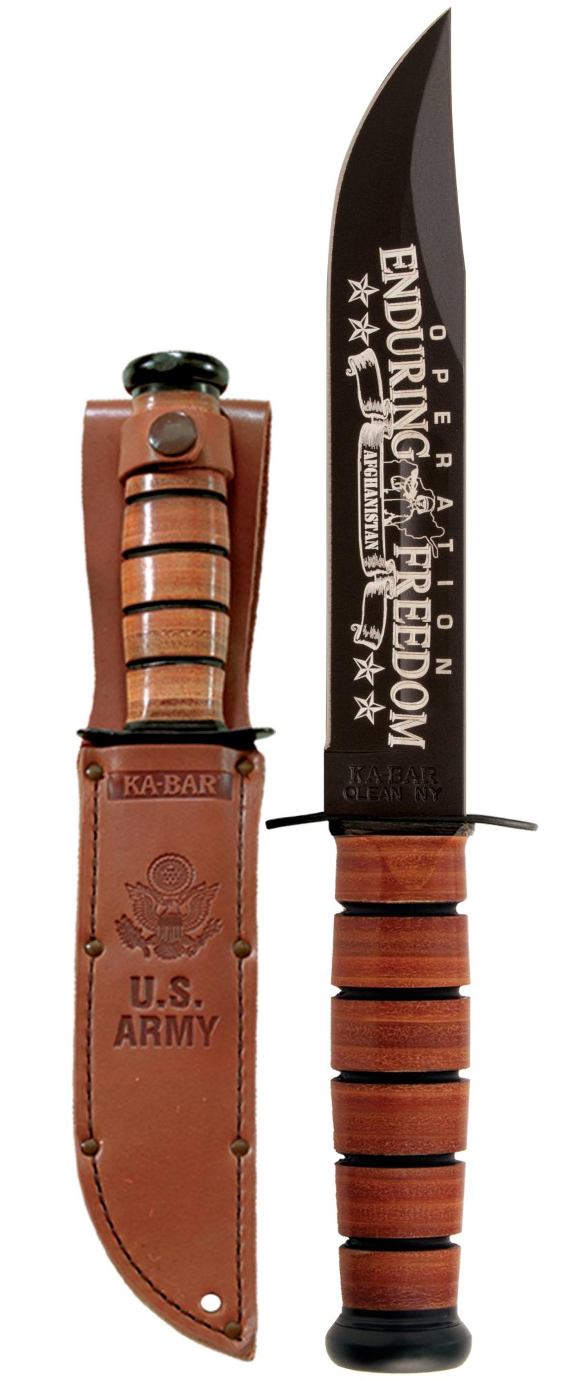 Ka-Bar U.S. Army Oef Afghanistan - Brown Leather Sheath, Str Edge #9168
