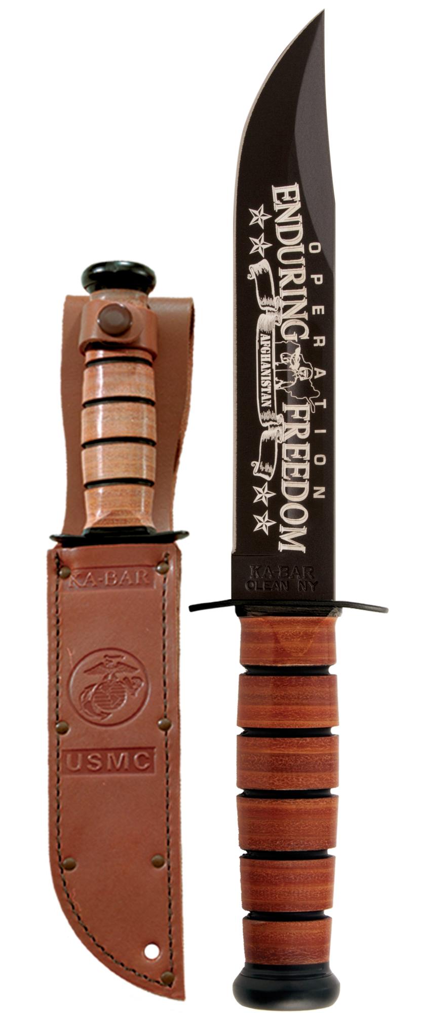 Ka-Bar USMC Oef Afghanistan - Brown Leather Sheath, Str Edge #9169