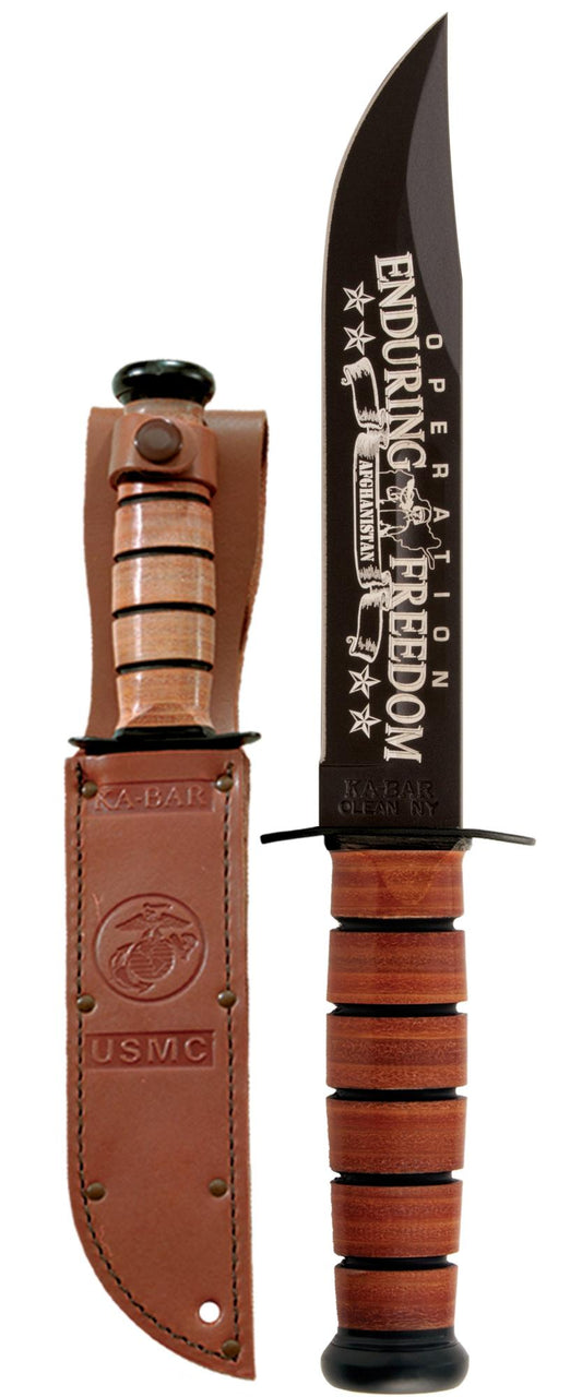 Ka-Bar USMC Oef Afghanistan - Brown Leather Sheath, Str Edge #9169