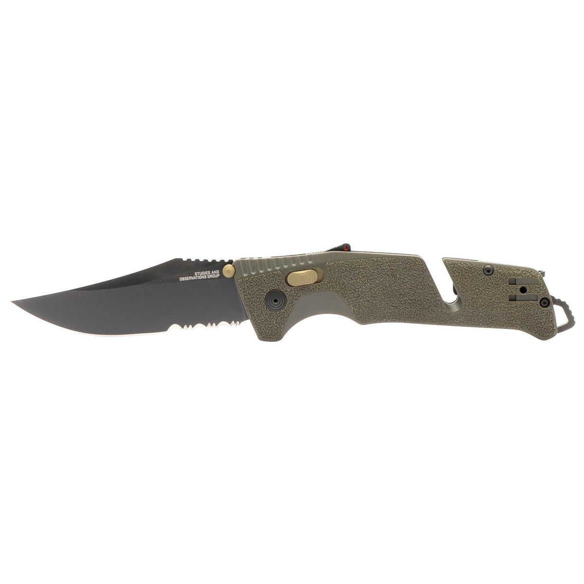 SOG Trident AT, Partially Serrated, Olive Drab, Peg Box #11-12-11-41