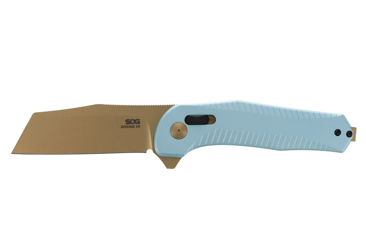 SOG Diverge XR, Sheepsfoot Blade, Blister Pack, Light Blue + Gold #12-02-02-43