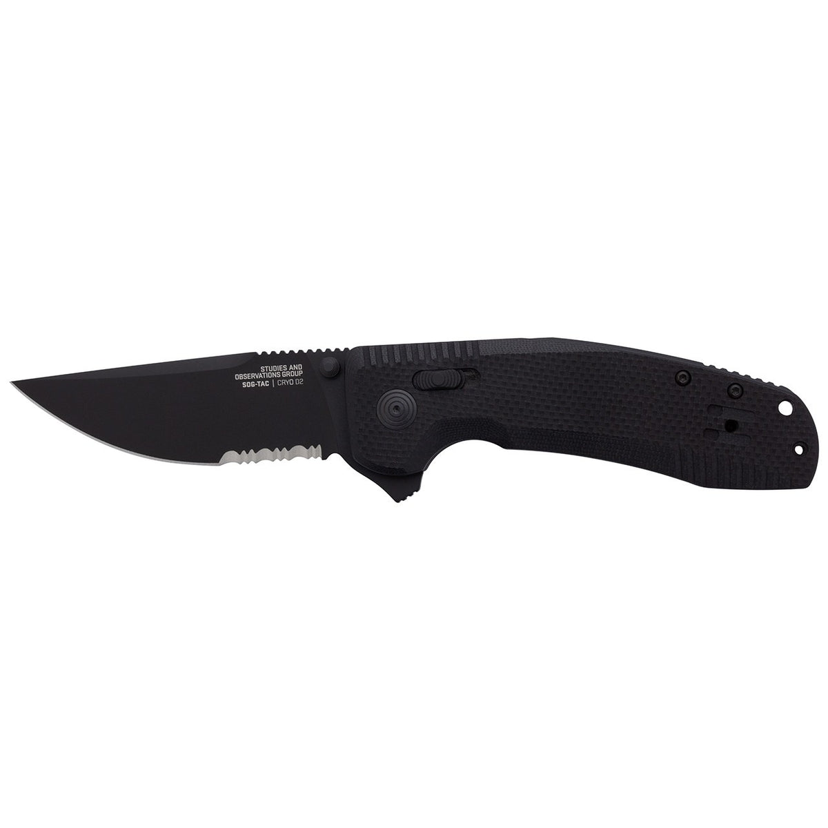 SOG SOG-Tac XR, Blackout, Partially Serrated, Peg Box #12-38-03-41