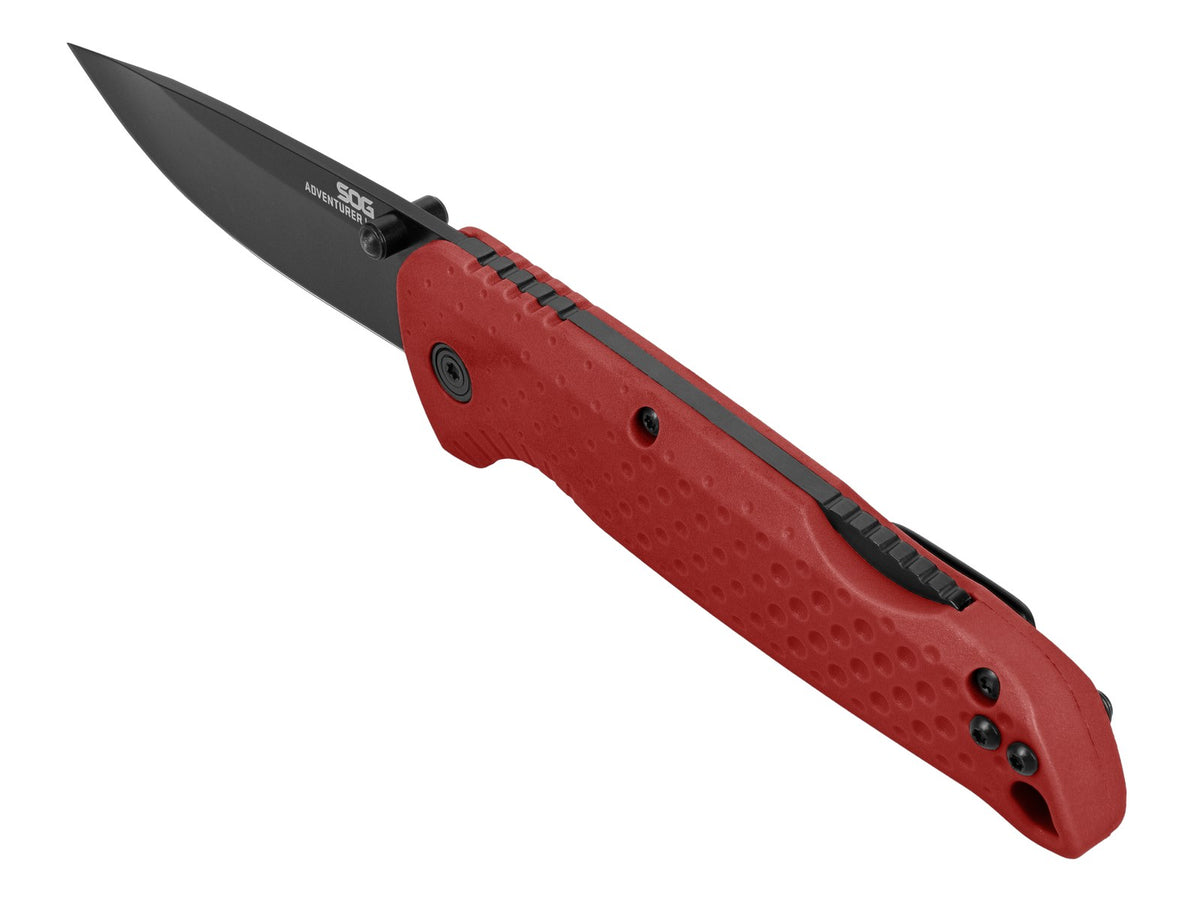 SOG Adventurer LB, 3.5" Blade, 5CR15MOV, Red + Black, Blister Pack #13-11-07-43