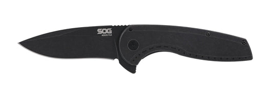 SOG Aegis FLK 2.0, 3.5" Drop Point Blade, Blister Pack, Black Stonewash #14-41-05-43
