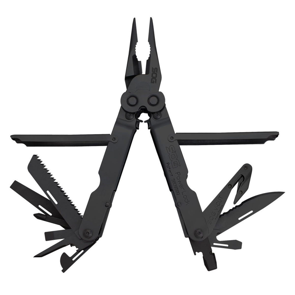 SOG Powerlock with V-Cutter, Nylon Sheath, Black Oxide, Clam Pack #B63N-CP