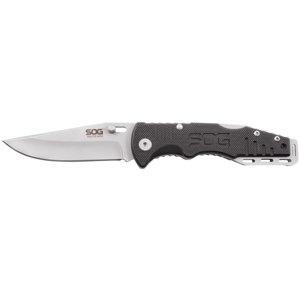 SOG Salute Mini, Bead Blast, G10, Clam Pack #FF1001-CP