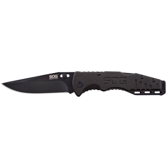 SOG Salute Mini, Black Oxide, G10, Clam Pack #FF1101-CP