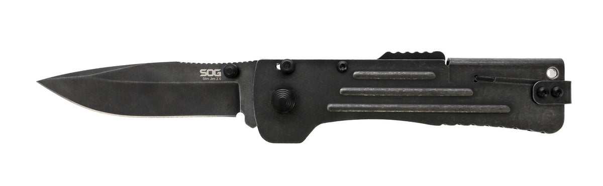 SOG Slim Jim 2.0, 3.18" Blade, Clam Pack, Black Stonewash #SJ42-CP