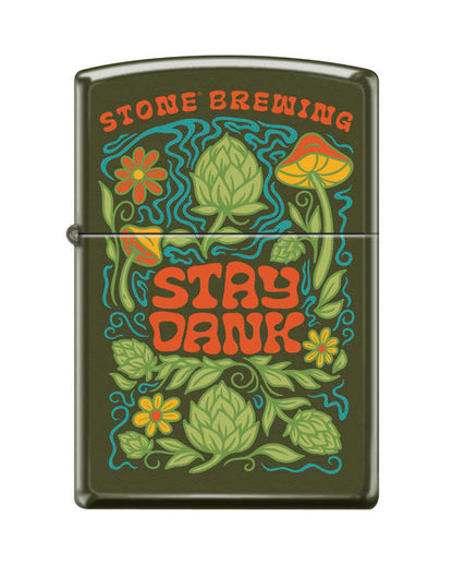 Sapporo Stone Flower Power'd Zippo Lighter 221-CN435520 on Green Matte