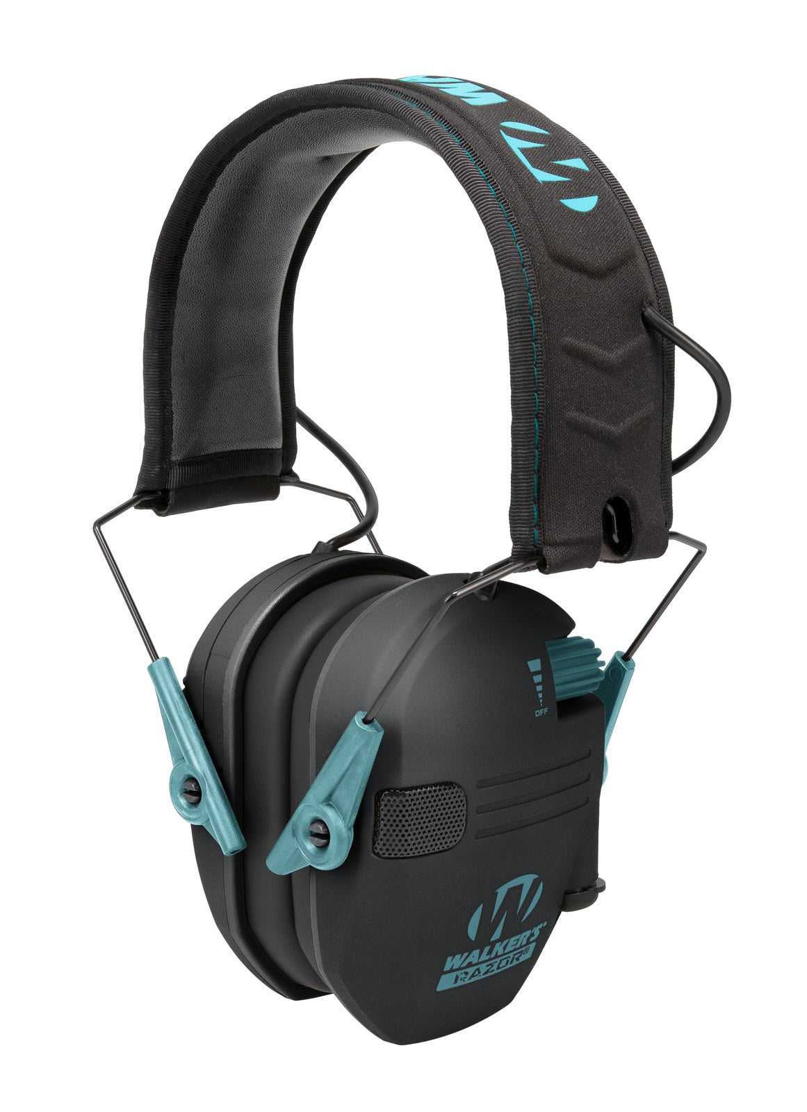 Walker's Razor Slim Electronic Muff, Black with Teal Accent #RSEM-TL
