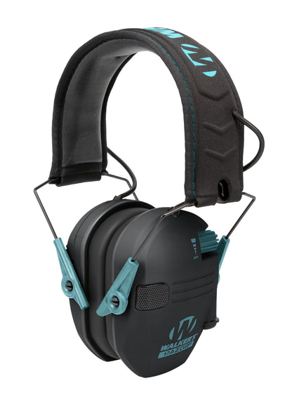 Walker's Razor Slim Electronic Muff, Black with Teal Accent #RSEM-TL
