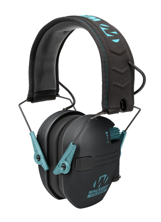 Walker's Razor Slim Electronic Muff, Black with Teal Accent #RSEM-TL