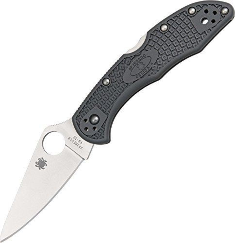 Spyderco Delica 4, Lightweight Flat Ground, Gray Handle, VG-10 Steel #C11FPGY