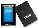 Zippo USA Skull Design, High Polish Blue Lighter #48739