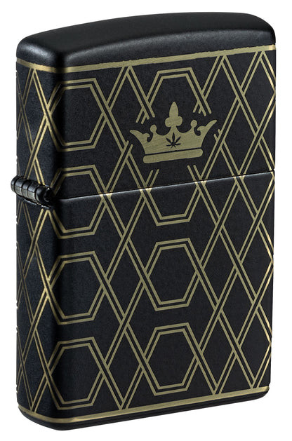 Zippo Cannabis - Queen Of Bud, Laser Engrave 360 Black Matte Lighter #46684