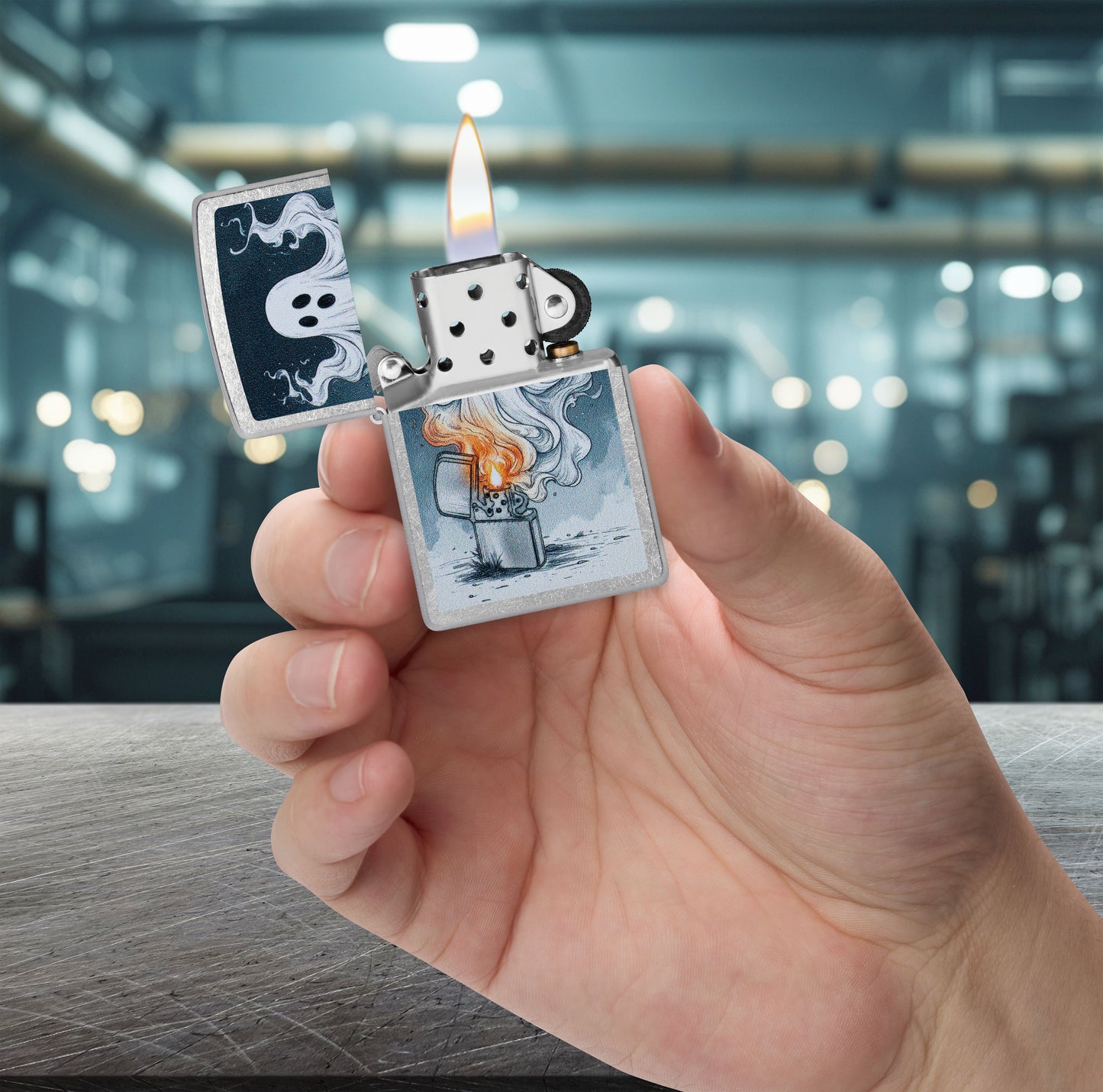 Zippo Ghost, Street Chrome Lighter #47436