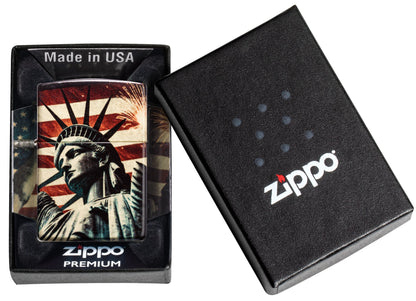 Zippo Statue of Liberty Patriotic, 540 Tumbled Brass Lighter #47186