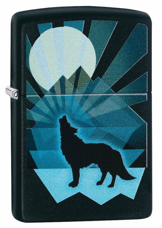 Zippo Wolf and Moon, Black Matte Finish, Windproof Lighter Made in USA #29864