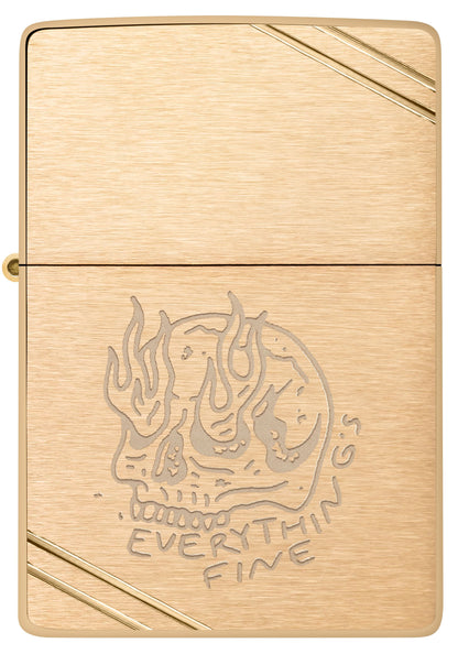 Zippo Vintage Skull, Brushed Brass Lighter #47262
