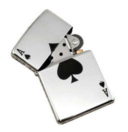 Zippo Lucky Ace Of Spades, High Polish Chrome Lighter #24011