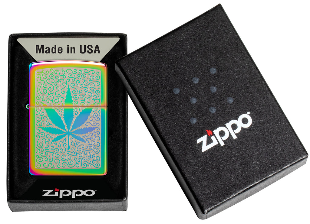 Zippo Cannabis Laser Engrave Design, Multi Color Lighter #48925