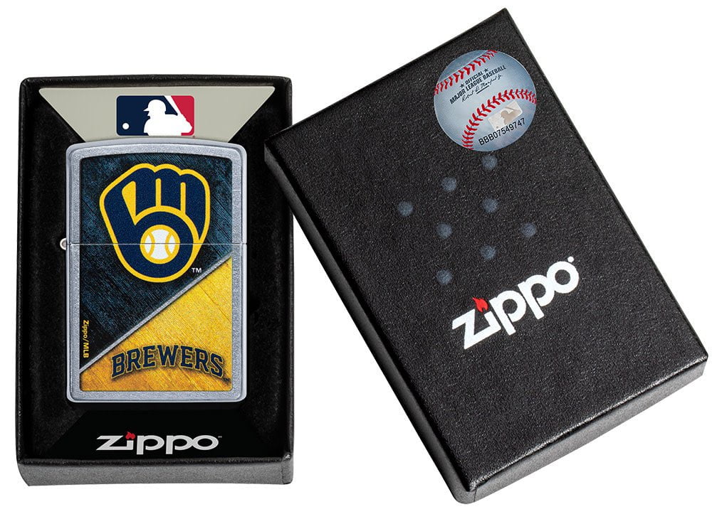 Zippo MLB Milwaukee Brewers Colorblock Design, Street Chrome Lighter #49739