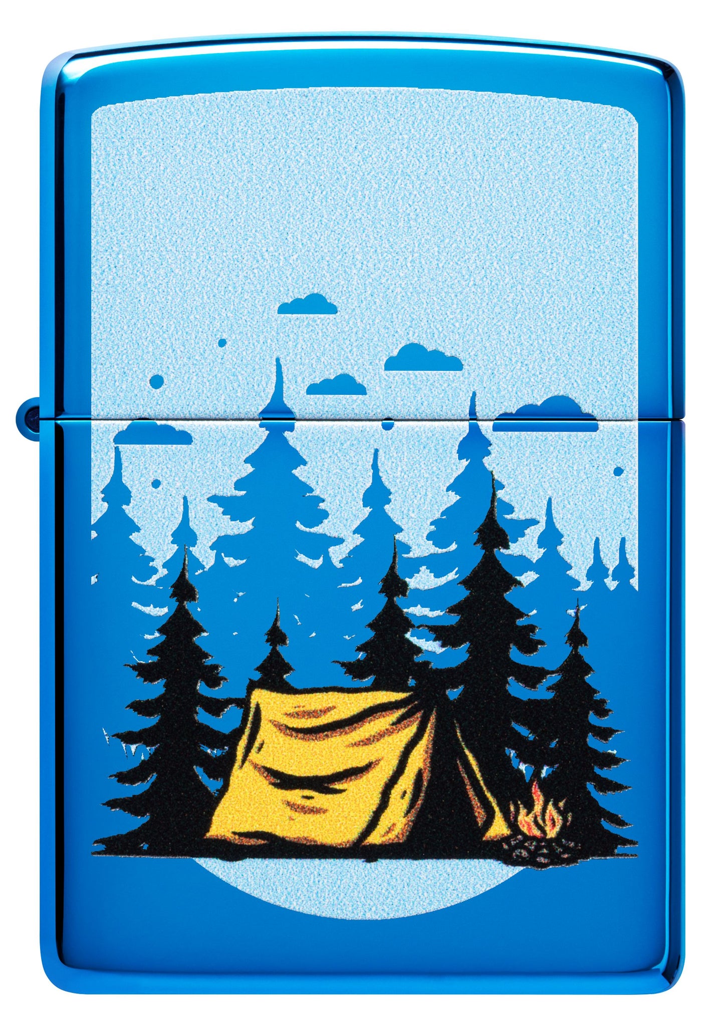 Zippo Camping Forest Scene, High Polish Blue Lighter #47214