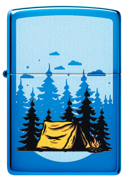 Zippo Camping Forest Scene, High Polish Blue Lighter #47214