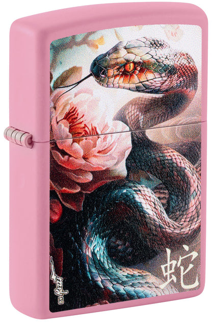 Zippo Mazzi Snake Design, Pink Matte Lighter #46685