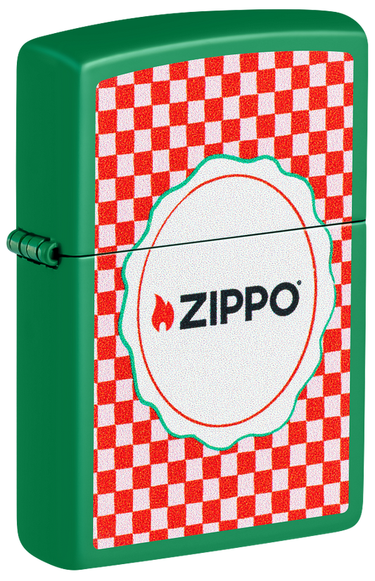 Zippo Check Frame Design, Classic Grass Green Matte Lighter #47518