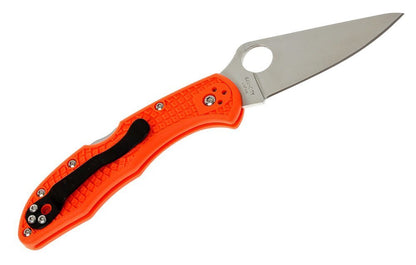 Spyderco Delica Knife, Flat Ground Blade, Orange VG-10 FRN Handle #C11FPOR