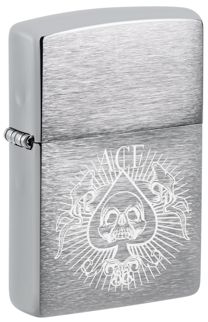 Zippo Spade Skull Design, Brushed Chrome Lighter #48500