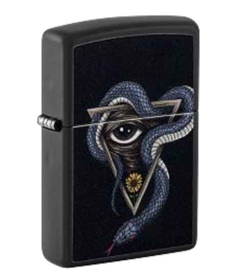 Zippo Serpent and All Seeing Eye Design, Black Matte Lighter #48651