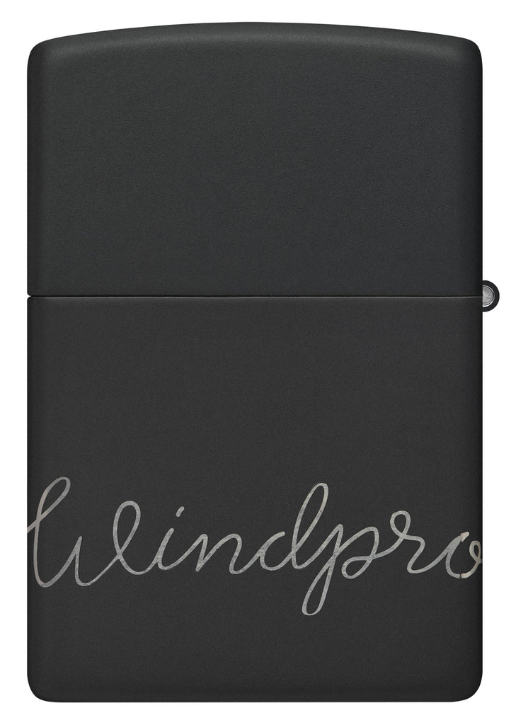 Zippo Windproof Script Laser Engraved 360 Design, Black Matte #48979