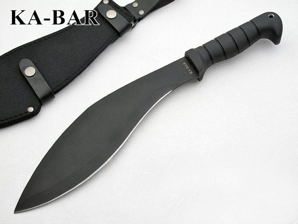 KA-BAR Kukri Machete, Black Leather/Cordura Sheath #1249