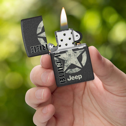 Zippo Jeep Built Free, Black Crackle Lighter #47412