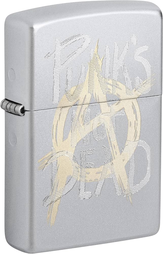 Zippo Punk’s Dead Anarchy Script Design, Satin Chrome Lighter #48876