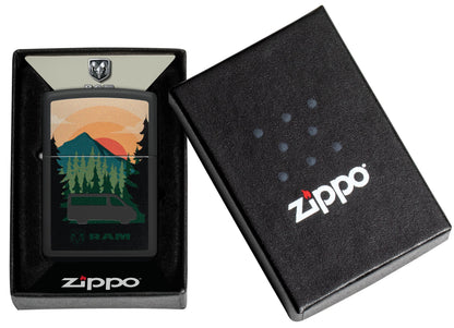 Zippo Ram Truck Automobile Nature Design, Black Matte Color Image Lighter #48764