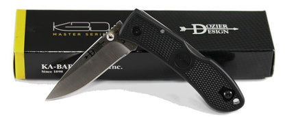 KA-BAR Mini Dozier Knife, Black, Black Clip, Straight Edge #4072