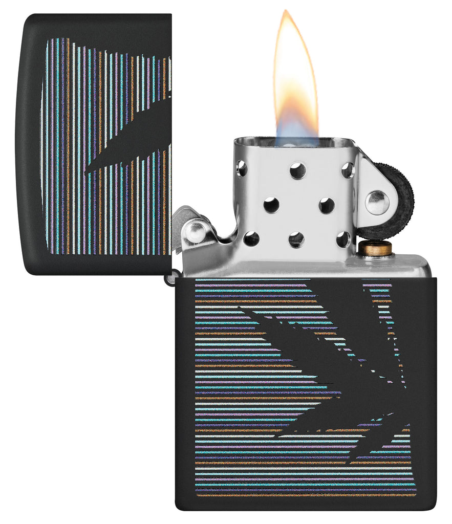 Zippo Cannabis Pinstripes Design, Black Matte Lighter #48927