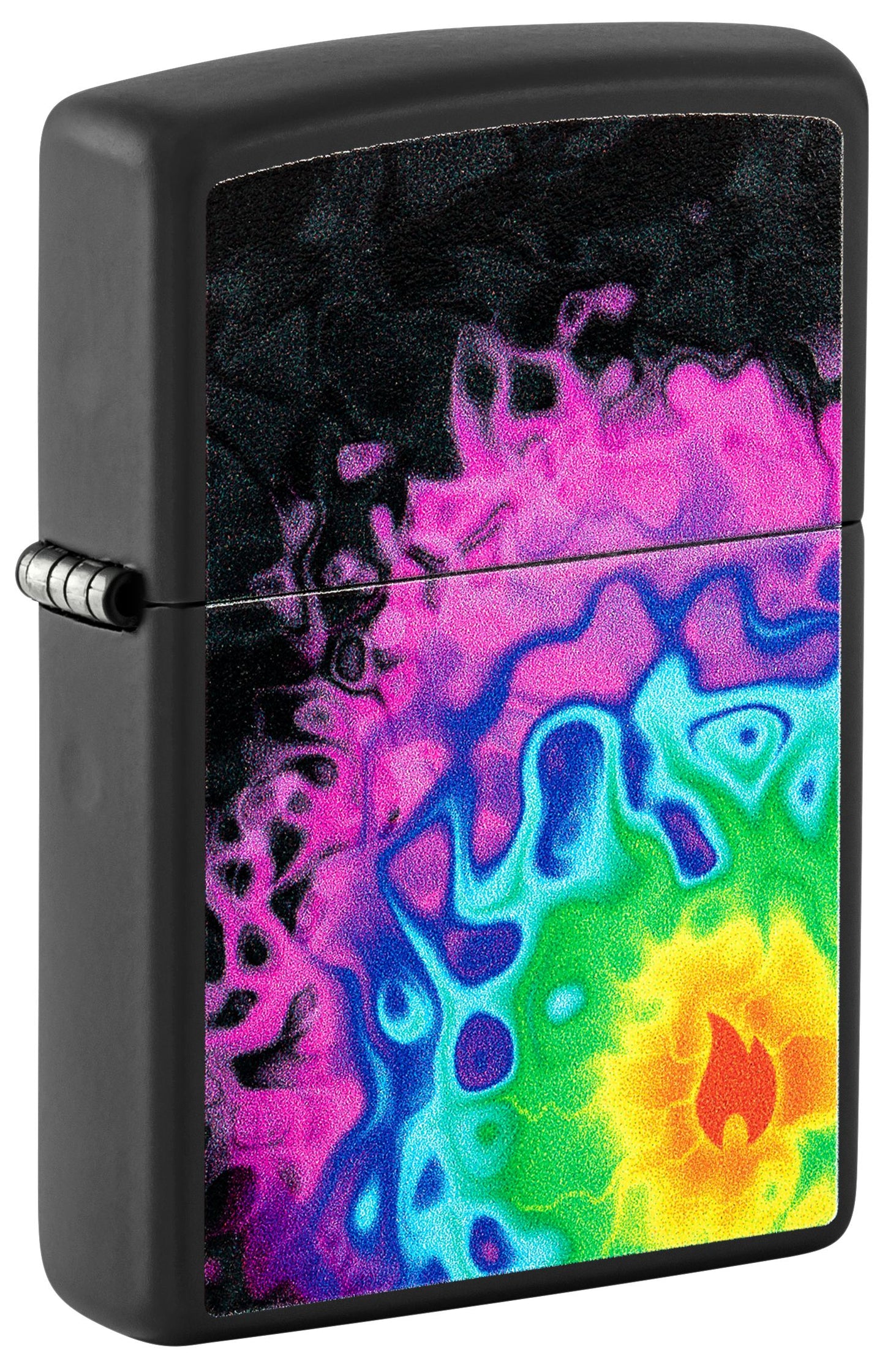 Zippo Flame Logo Design, Black Matte Lighter #48733